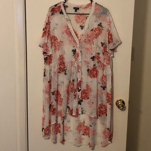 TORRID Sheer Hi-lo Floral Top